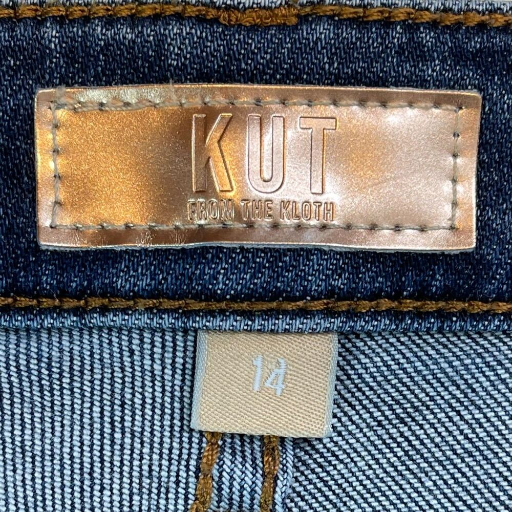 KUT from the Kloth Rachael FAB AB Mom High Rise Jeans Size 14 Raw Hem Stretch - Picture 9 of 11